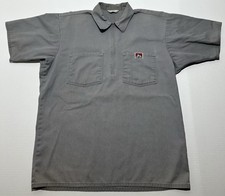 Vintage Ben Davis Oversized Work Shirt Mens Large Light Gray Stripes 1/4 Zip EUC