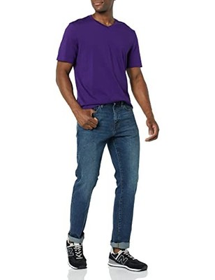 Herren T-Shirt Regular-Fit V-Ausschnitt 2er Pack Schwarz/Dunkelviolett XX-Large