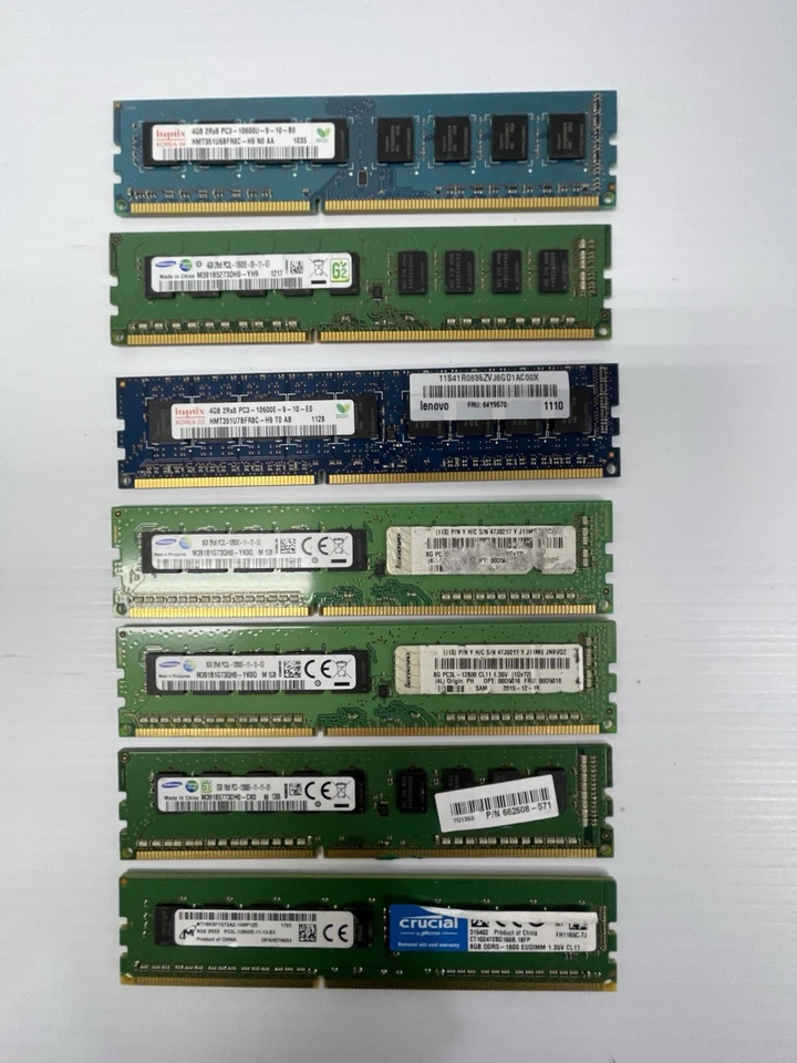Lot of 57 Mixed Brand DIMM Desktop ECC RAM Memory Mix Brand and Size Read** - Image 3 of 4