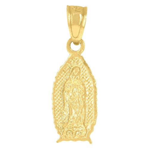 Colgante con dije religioso María Guadalupe unisex talla diamante oro amarillo 10k - Imagen 2 de 5