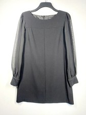 Debenhams Collection Black Shift Dress Size 14 Sheer Sleeves Smart Work Funeral