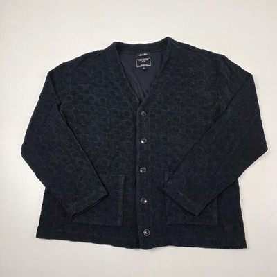 Todd Snyder Sweater Mens Small Blue Textured Waffle Knit V Neck Cardigan Pockets