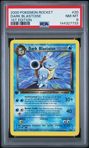 2000 POKEMON ROCKET 1ST ED #20 DARK BLASTOISE PSA 8