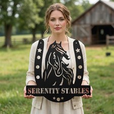 Personalized Horseshoe Horse Metal Sign for Farm, Barn & Ranch Wall Decor