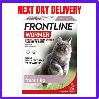 BRANDED FRONTLINE WORMER Cat Worming Treatment 2 Tablets UK