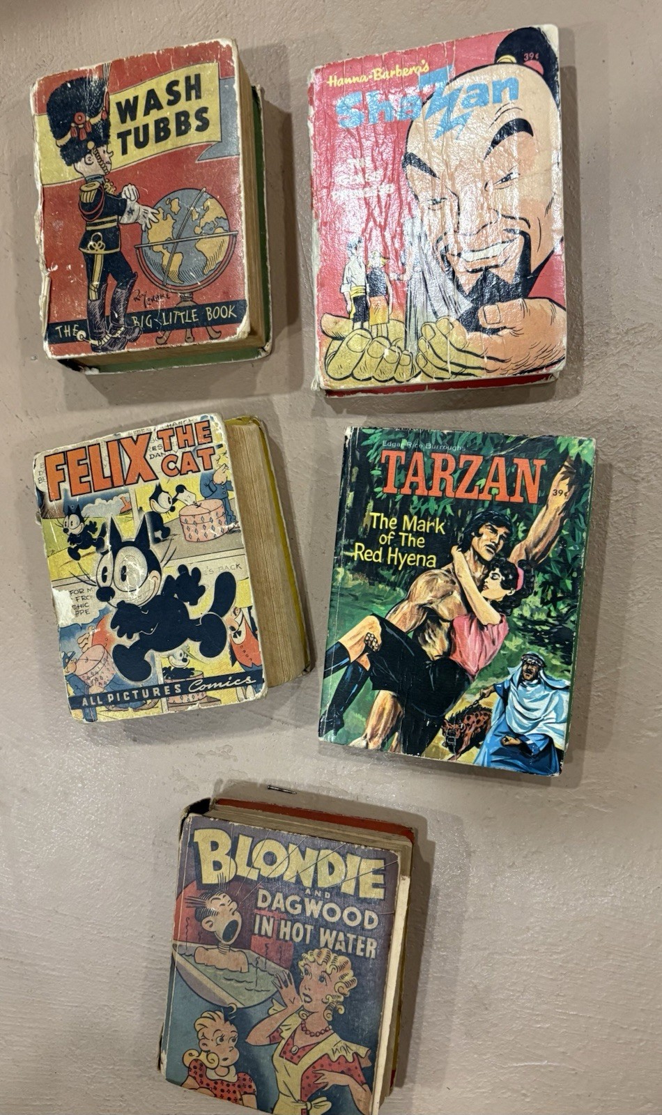 Lot Of 5 Vintage 1930’s-1940's The Big Little Books FELIX BLONDIE SHAZAM TARZAN