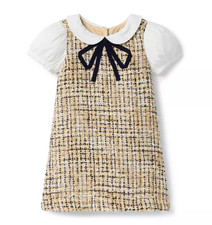 Janie and Jack The Tweed Puff Sleeve Dress - Sandhill