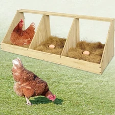 Chicken Nesting Boxes, 3 Compartment Wooden Chicken Laying Boxes, Nesting Box...