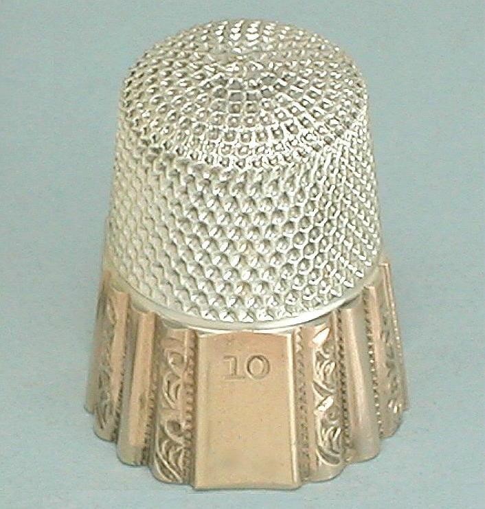 Antique Gold Band Sterling Silver Thimble * Simons Bros. * Circa 1920s