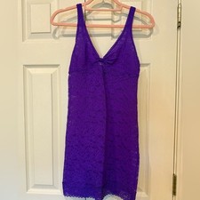 VICTORIA SECRET "The Lacie" Purple Slip Dress Teddy Lingerie Women's Size Medium