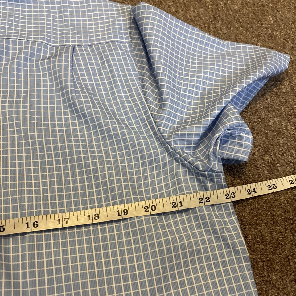 男式纽扣衬衫,Thomas 纯银短袖大号小号拼接蓝色 — 第 3/4 张图片