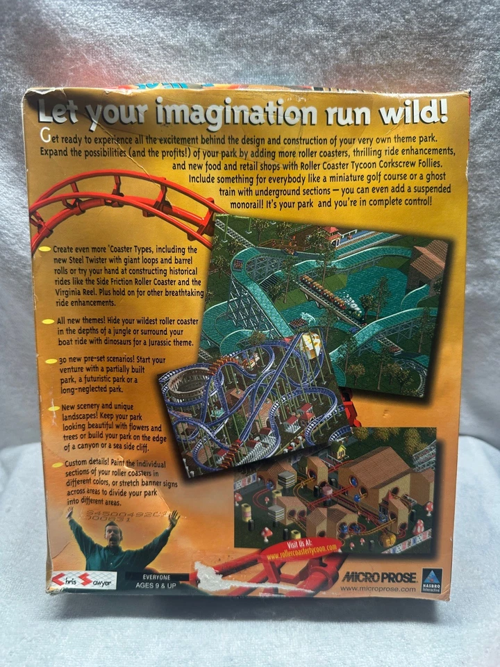 RollerCoaster Tycoon: Corkscrew Follies PC Nuevo Sellado Caja Grande Juego de Computadora Foto 3 de 4