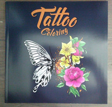 NEW 32 page adult TATTOO coloring book w/ FREE crayons OR colored pencils