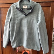 Sonoma Pullover Quilted Pullover Sweater Mens L SuperSoft 1/4 Snap Blue/Green