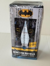 Franco DC Comics BATMAN Microfiber WINDOW DRAPES Brand New 2 Panels Tie-Backs