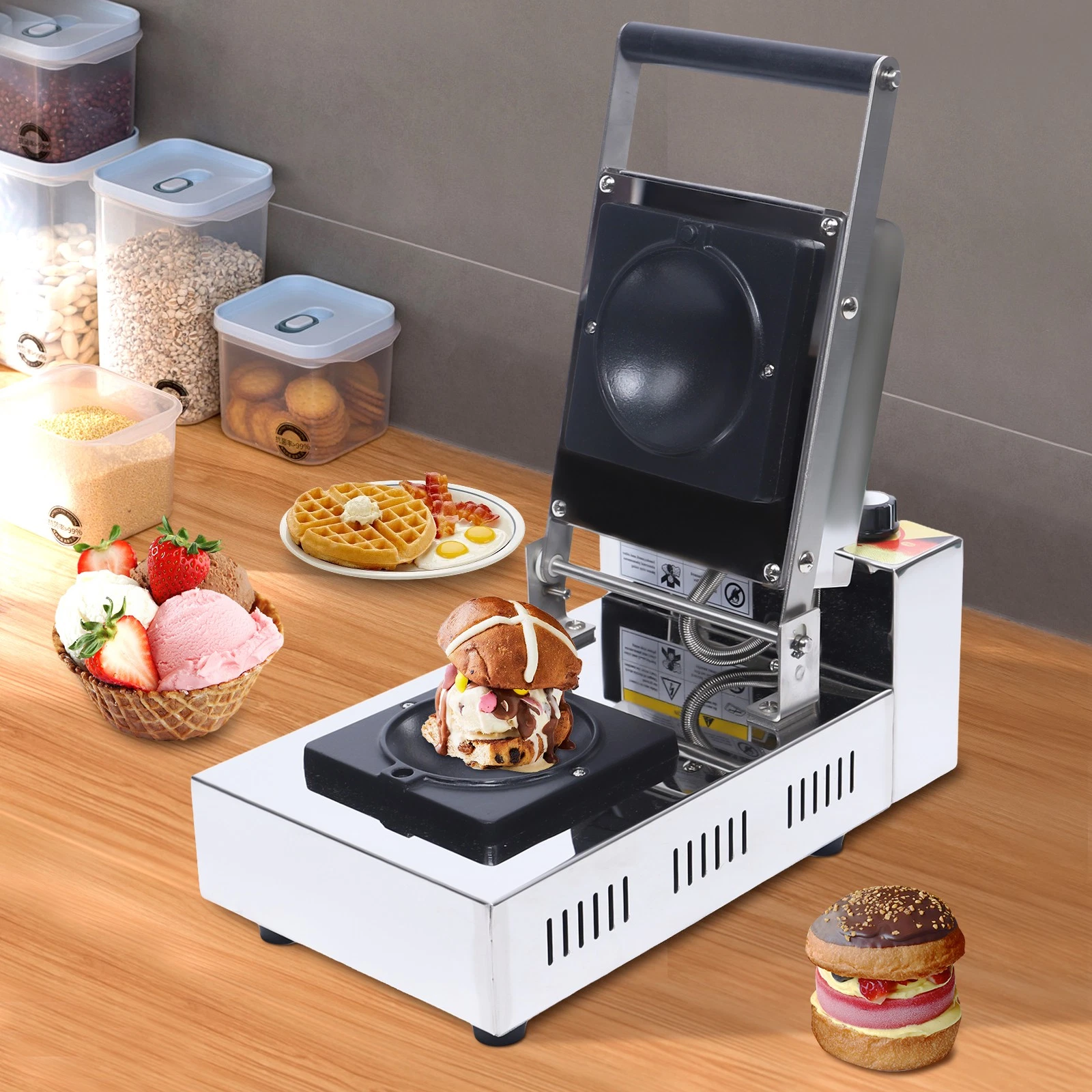 2-Side Electric Ice Cream Brioche Sandwich Making Machine Panini Press Maker
Opens in a new window o