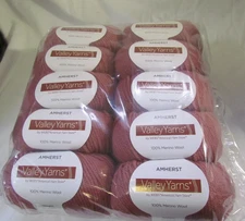 10 balls Valley Yarns Amherst, color WILD ROSE  100% merino