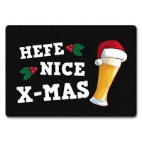 Bier Mit WeihnachtsmüTze FußMatte In 35X50 Cm Ohne Rand Mit Spruch Hefe Nice