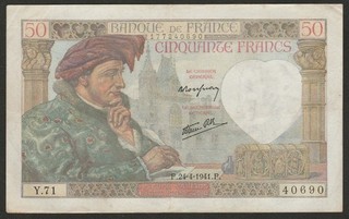 1941 FRANCE 50 FRANC NOTE