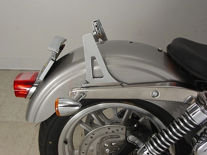 Placas laterales cromadas Sissy Bar para respaldo de pasajero Harley FXD Dyna 06-17 Foto 2 de 4