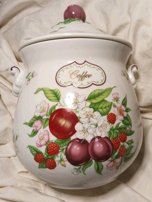 #ad #ad Vintage LENOX ORCHARD GIFTWARE Discontinued COFFEE CANISTER Porcelain $59.99