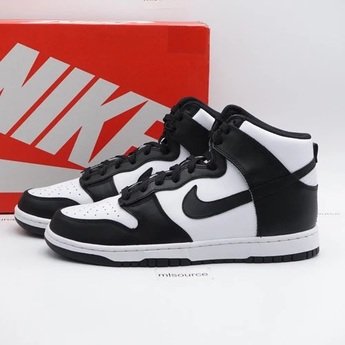 Size 10 Men's Nike Dunk High Retro Panda Dunk Leather Sneakers DD1399-105 Black