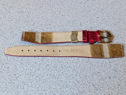 NOS HIRSCH VNTG CLASSIC CERTIFIED CROCODILE 18mm OPEN END RED WATCH BAND - Picture 5 of 11