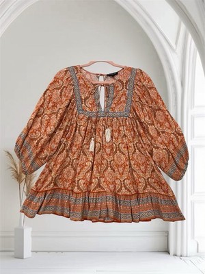 Rachel Zoe Womens Floral Balloon Sleeve Babydoll Tunic Top Size Medium Boho Chic