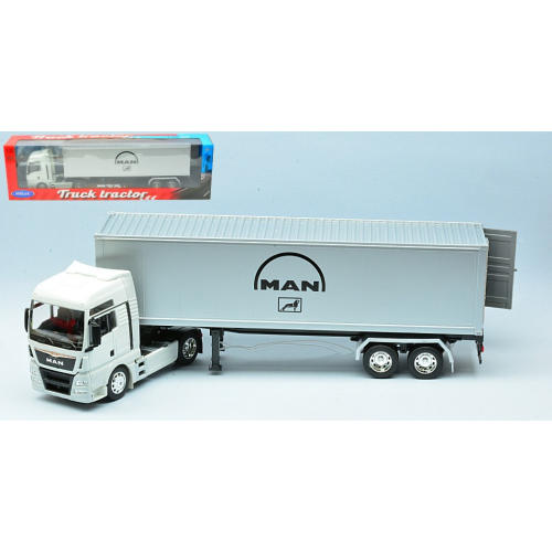 Man Tgx Xxl Tractor Cream W/Silver Trailer 1:32 Welly Camion -D- Neues Modell-image