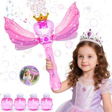 EagleStone Princess Bubble Wand for Kids 14.5 Inches Length, Pink and Purple