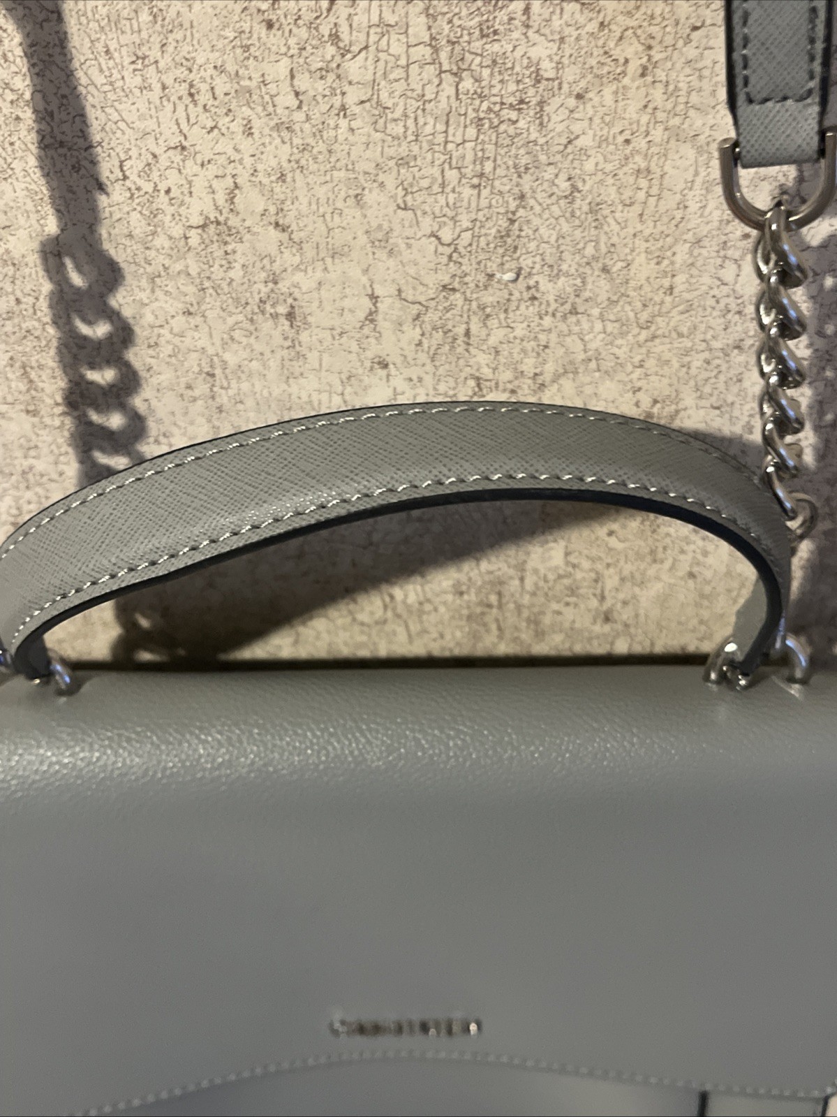 Calvin Klein Crossbody Bluish Gray Chain Accent Silver Hardware Minimalist EUC — image 4
