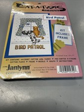 Vintage Janlynn Cat-a-tudes BIRD PATROL Cross stitch kit w/Frame 1996 Cats New