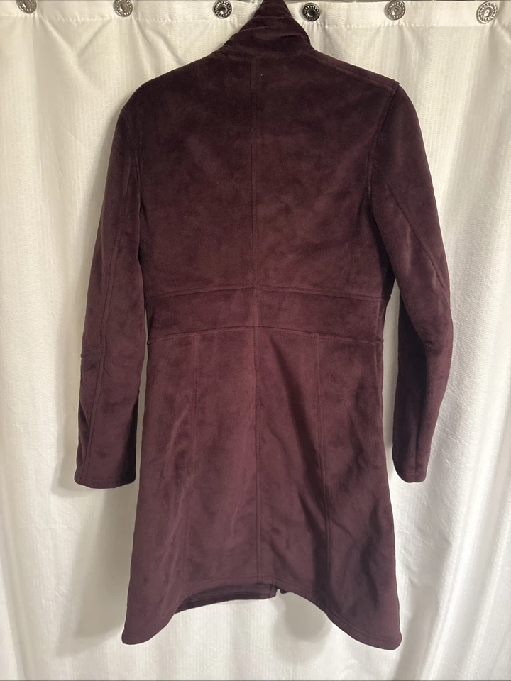Athleta Women's Super Soft Minka Maroon/ Eggplant Zip-Up Fleece Coat (M) - Image 2 of 4