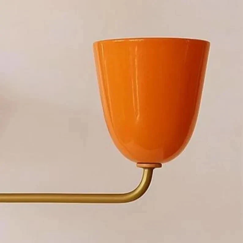 Lámpara de araña Lola Mid-Century moderna de latón Stilnovo naranja - 3 brazos Foto 2 de 4