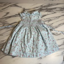 Vtg 90s Laura Ashley Floral Bib Dress SZ 12 Months Baby Girl Cottagecore Prairie