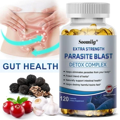 SOOMIIG Colon Cleanse Anti-Parasite Detox Complex Strong Immune Digestive 120 Softgel