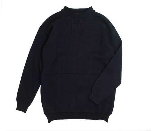 100% Wool Gansey  Jumper with Embossed Anchor in Navy -  44 Inch Chest