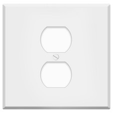 White Metal Centered Duplex Receptacle Wall Plate, 2-Gang With Centered...