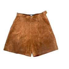 Vintage Retro Miss Astor Suede 100 Leather Mom Shorts Pleated Size 40