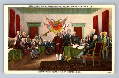 DECLARATION INDEPENDENCE SESQUICENTENNIAL INT EXPO PHILADELPHIA PA POSTCARD1926