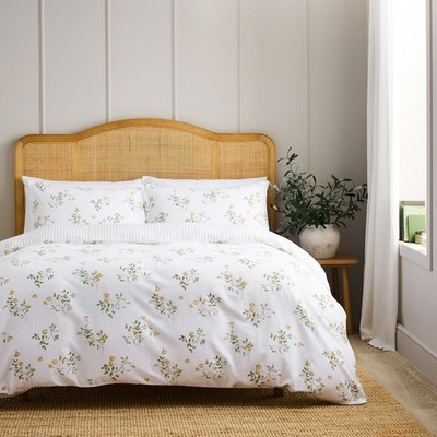 Christy Double White Sweet Peas Bettwäscheset 200 Fäden NEU
