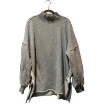 WE THE FREE Wonderful Pullover Heather Grey Raw Hem Oversized Sweatshirt Large