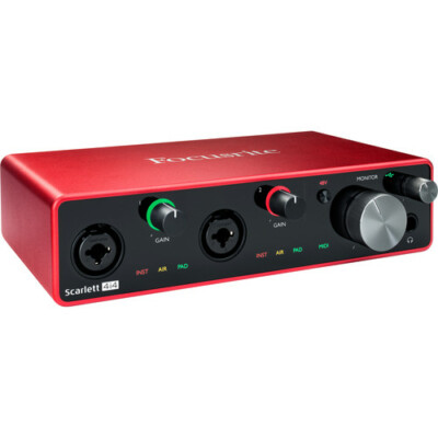 Focusrite Scarlett 4i4 (3rd Gen) Recording Studio USB Interface with Software