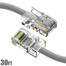 30FT Cat5e RJ45 Ethernet LAN Network Patch Cable UTP Non-Booted Copper Wire Gray