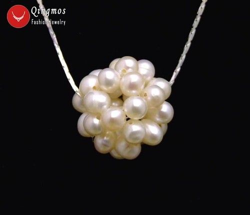 18-20mm Weaving Ball Black Natural Pearl Pendant Necklace for Women Chokers 17'' - Picture 7 of 18