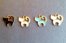 TINY ENAMEL CAT CHARMS - SCRAPBOOKING, JEWELRY, CRAFTS -- 10mm -- 4pcs