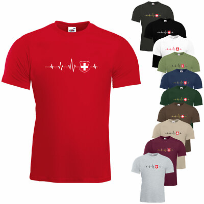 Schweiz Herzschlag T-Shirt Herz Puls Nation Funshirt