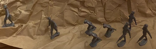 Marx Vintage 54mm German Stormtroopers 8 figures Dark gray WWII era Excellent