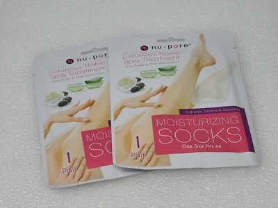 Nu-Pore Moisturizing Socks Hydrates Softens & Smoothes 2 Pair