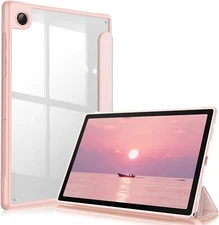 Samsung Galaxy Tab A8 Case Cover with HD Clear Transparent Back Flip Folio Armor